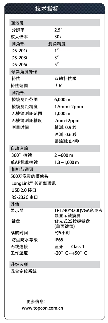 拓普康DS-201i全站儀技術參數